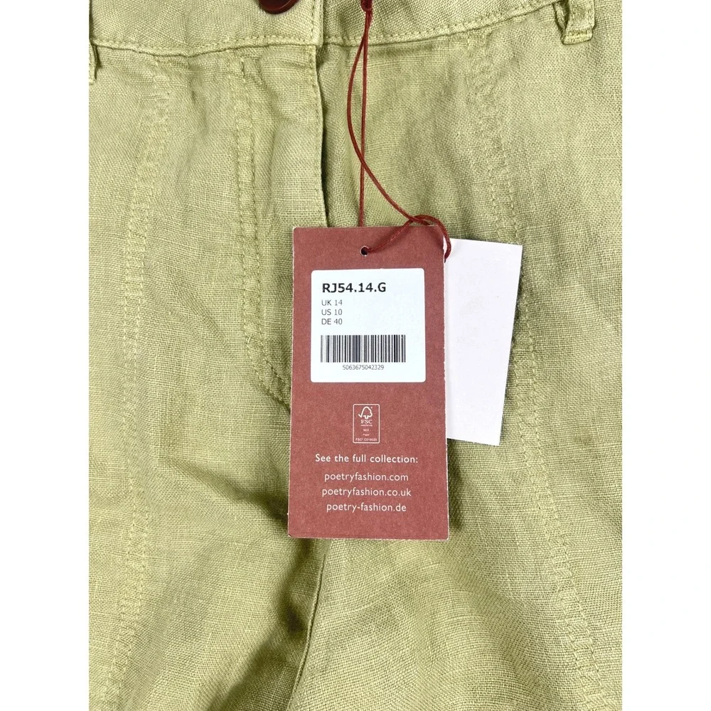 Poetry Pale Sage Heavy Linen Relaxed Straight Shorts RJ54.14.G Womens US 10 NEW